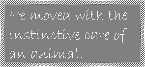 Text Box: He moved with the instinctive care of an animal.